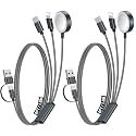 2Pack Travel Essentials for Apple Watch Charger,3-in-2 Multi Charging Cable