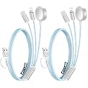 2Pack Travel Essentials for Apple Watch Charger,3-in-2 Multi Charging Cable