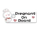 2Pack Safety Pregnant on Board Car Decal,9.5"x4"Vinyl Cute Pregnant on Board Car Sign for Window and Bumper,Pregnant Woman Board Magnet for Cars