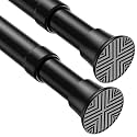 2pack Spring Tension Curtain Rods 23-46 Inch Adjustable Black Tension Rod