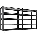 2Pack Storage Shelves 5-Tier Heavy-Duty Steel Storage Shelving Unit Adjustable Boltless Rack, 2500 lbs Capacity – Durable Organizer for Garage, Kitchen, Basement &amp; Workshop 71”x46”x17.7” Black