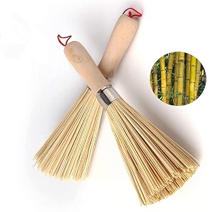 2pack traditional natural bamboo wok brushes  kitchen cleaning brush bamboo kitchen pan brush for cleaning dishes cast iron pots pans vegetables and sink