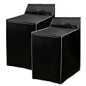 2Pack Washer and Dryer Covers, Portable Washer Cover with Zipper Design Dustproof Waterproof Laundry Covers for Washer and Dryer, Washing Machine Cover Fit for Most Top Load Machine(Black)