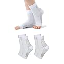 Neuropathy Socks, Compression Socks, Compression Socks for Men Foot Pain Relief Products Open Toe Foot Sleeves Compression Socks for Ankle Swelling Achilles Tendon Arch Support (2 Pairs (white), L/XL)