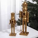 2pc Christmas Nutcracker Figures, Antique Bronze, Wooden