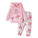 2PC Girls Clothes Girl letter and Floral print Hooded Set, letter print Top +Floral print Pants Set
