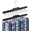 2PC Tie Rack Hanger for Closet,Upgraded Tie Holder Organizer for Men, Black