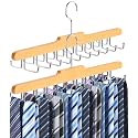 2PC Tie Rack Hanger for Closet, Upgraded Tie Holder Organizer for Men, Wood