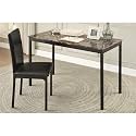 2pc Writing Desk and Chair Set Black Finish Metal Frame Faux Leather Upholstery Small Space Furniture Home Office (Office)