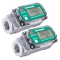 2PCS 1" Fuel Flow Meter, 3/4" Adapters, Water, Diesel & Gasoline