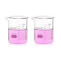 2pcs 1000ml Upgrated Thick Glass Beakers, Griffin Low Form Beaker Set with Double Scale, 3.3 Boro, LVA014