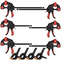 2pcs 12" and 4pcs 6" Bar Clamps and 4pcs 6" Spring Clamps for Woodworking, Quick Release F Clamp with 150lbs Load Limit