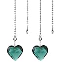 2Pcs 12"Sparkle Transparent K9 Crystal Heart Ceiling Fan Pull Chain