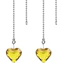 2Pcs 12"Sparkle Transparent K9 Crystal Heart Ceiling Fan Pull Chain