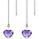 2Pcs 12"Sparkle Transparent K9 Crystal Heart Ceiling Fan Pull Chain