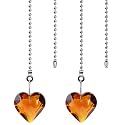 2Pcs 12"Sparkle Transparent K9 Crystal Heart Ceiling Fan Pull Chain