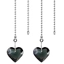 2Pcs 12"Sparkle Transparent K9 Crystal Heart Ceiling Fan Pull Chain
