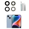 2pcs 14/14 Plus Rear Back Camera Lens Covers Replacement for iPhone 14/iPhone 14 Plus Back Rear Glass Lens Covers Replacement with Repair Tool Kit,Anti-Lens Scratch & Waterproof
