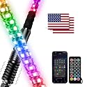 2PCS 2FT Whip Lights with Spring Base, LED Whip Lights with App & Remote Control,Spiral RGB Chasing Lighted Antenna with Rocker Switch, Music Whip Light for UTV ATV Polaris RZR SXS Jeep Truck