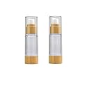 2PCS 30ml/1OZ Empty Vacuum Emulsion Bottle Airless Pump Press Lotion Bottle Containers Cosmetics Case Vials Pot Case With Bamboo Pump Head For Cream Liquid Cleanser Makeup Essential Oil (Clear)