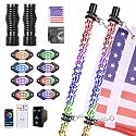 2PCS 3FT LED Whip Light and 8 Pods Rock Light Kit with Spring Base, Switch, Remote and App Control,Universal for UTV ATV RZR Polaris SXS Can-Am