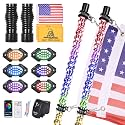 2PCS 4FT LED Whip Light and 6 Pods Rock Light Kit with Spring Base, Spiral RGB Chase and Music Lights Whips with Rocker Switch, App & Remote Control, for UTV ATV RZR SXS Can-Am Polaris