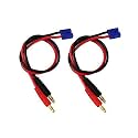 FLY RC 2pcs 4mm Male Banana Plug to EC2 Male Connector RC Balance Charge Lead Adapter 16AWG for Hubsan H501S X4 RC Quadcopter Lipo Battery