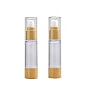 2PCS 30ml/1OZ Empty Vacuum Emulsion Bottle Airless Pump Press Lotion Bottle Containers Cosmetics Case Vials Pot Case With Bamboo Pump Head For Cream Liquid Cleanser Makeup Essential Oil (Clear)