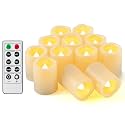 12PCS Led Flickering Flameless Votive Tea Lights Candles with Remote Control Battery Operated Set/Electric Outdoor Tealights Timer Candle for Christmas,Xmas Decorations (Batteries Included) 200Hours