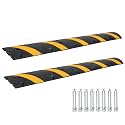 2pcs 6 Feet Speed Bumps, 25000 Lbs Capacity Recycled Rubber Speed Bump, Heavy Duty Traffic Calming Hump, Rubber Driveway Modular Cable Protector Ramp for Garage Gravel Roads Asphalt Concrete