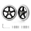2Pcs 6 Inch Solid Wheelchair Replacement Wheels Rubber Material for Walkers, Rollators, Wheelchairs Accessories, Anti-Slip and Durable ABS Wheel Hub Walker Accessories Wheels(Grey)