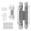2PCS 7 Inch Invisible Concealed Door Hinges 180 Degree Swing Hinge (White)-