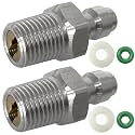 2PCS 8mm Quick-Disconnect Plug Adapter, Stainless Steel 1/8" NPT Male Thread PCP Paintball Charging Fittings with Sealing O-Ring