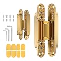 2PCS 9.7'' Invisible Concealed Door Hinges 180 Degree Swing Hinge (Gold)-