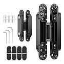 2PCS 9.7'' Invisible Concealed Door Hinges 180 Degree Swing Hinge (Black)-