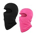 Hexchasty 2pcs Balaclava Masks Thin Shiesty Mask Hood Face Cover Head Ski Mask for Men Women Fishing Cycling Black Pink