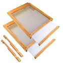2Pcs Beehive Screened Bottom Board 10 Frame Langstroth Bee Hive Screened Bottom Board Dipped in 100% Beeswax with Entrance Reducer Screen Bottom Board with Solid Wood for Beehives Beekeeping Garden