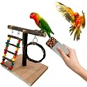 2pcs Bird Training Stands for Parrots,Natural T Perch Stand for Parakeets Cockatiels Conures Lovebirds,Bird Portable Playground