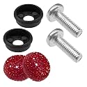 2PCS Bling Car License Plate Screws and Caps Kit, Red