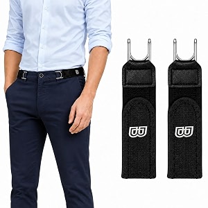 2pcs buckleless belt hook set  elastic waist belt with metal hook amp hook loop closure  invisible stretch waistband for jeans trousers workwear amp daily use