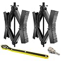 PAFOWO 2Pcs RV Wheel Chock Stabilizer | X-Shaped Heavy Duty Tire Lock for Travel Trailer, Camper & Motor Home | Includes Ratchet Wrench