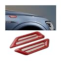 2PCS Car Hood Vent Scoop Kit, Shark Gills Vehicle Bonnet Engine Hood Vent Air Intake Trim Cover, Auto Air Flow Grille Decoration Cover, Universal Auto Exterior Decor Accessories (Red)