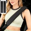 2PCS Car Seat Belt Cover Pad 13 Inch Long, Slim Car Seat Shoulder Strap Pads, Soft Velvet Fluffy Seatbelt Cushion Protect Neck&Shoulder, Thin Car Seatbelt Covers Pad Universal Fit Most Vehicles(Black)