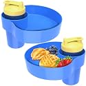 Car Seat Snack Tray for Kids: Kids Car Travel Tray with Cup Holder, Toddlers Road Trip Essential, Snacks Food Plate for Stroller, SnackTray with a Cup Holder (2, blue)