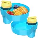 Car Seat Snack Tray for Kids: Kids Car Travel Tray with Cup Holder, Toddlers Road Trip Essential, Snacks Food Plate for Stroller, SnackTray with a Cup Holder (2, Sky Blue)