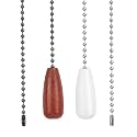 2pcs Ceiling Fan Pull Chain Extension, 12.68in White & Brown Light Pull Chain Extender Beaded Balls Fan Cord Handle Fan Pull Chain Pendant for Ceiling Fan Light Lamp Switch Decoration