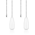 2pcs Ceiling Fan Pull Chain Extensions, 13 Inch Long Ceiling Fan Chain Extenders Wooden Light Pull Chain Extension Beaded Balls Fan Pull Chain Pendant for Ceiling Fan Light Lamp (White)