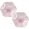 2Pcs Ceramic Jewelry Dish - Lotus Leaf Shape, for Ring Holder Necklace Small Key, Suitable for Mother Friend Sister, Gifts for Women, Cute Plate Trinket Tray, Home Decor (Pink-2PCS)