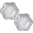 2Pcs Ceramic Jewelry Dish - Lotus Leaf Shape, for Ring Holder Necklace Small Key, Suitable for Mother Friend Sister, Gifts for Women, Cute Plate Trinket Tray, Home Decor (Grey - 2Pcs)