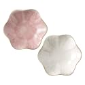 2Pcs Ceramic Jewelry Dish - Lotus Leaf Shape, for Ring Holder Necklace Small Key, Suitable for Mother Friend Sister, Gifts for Women, Cute Plate Trinket Tray, Home Decor (Pink &amp; White)